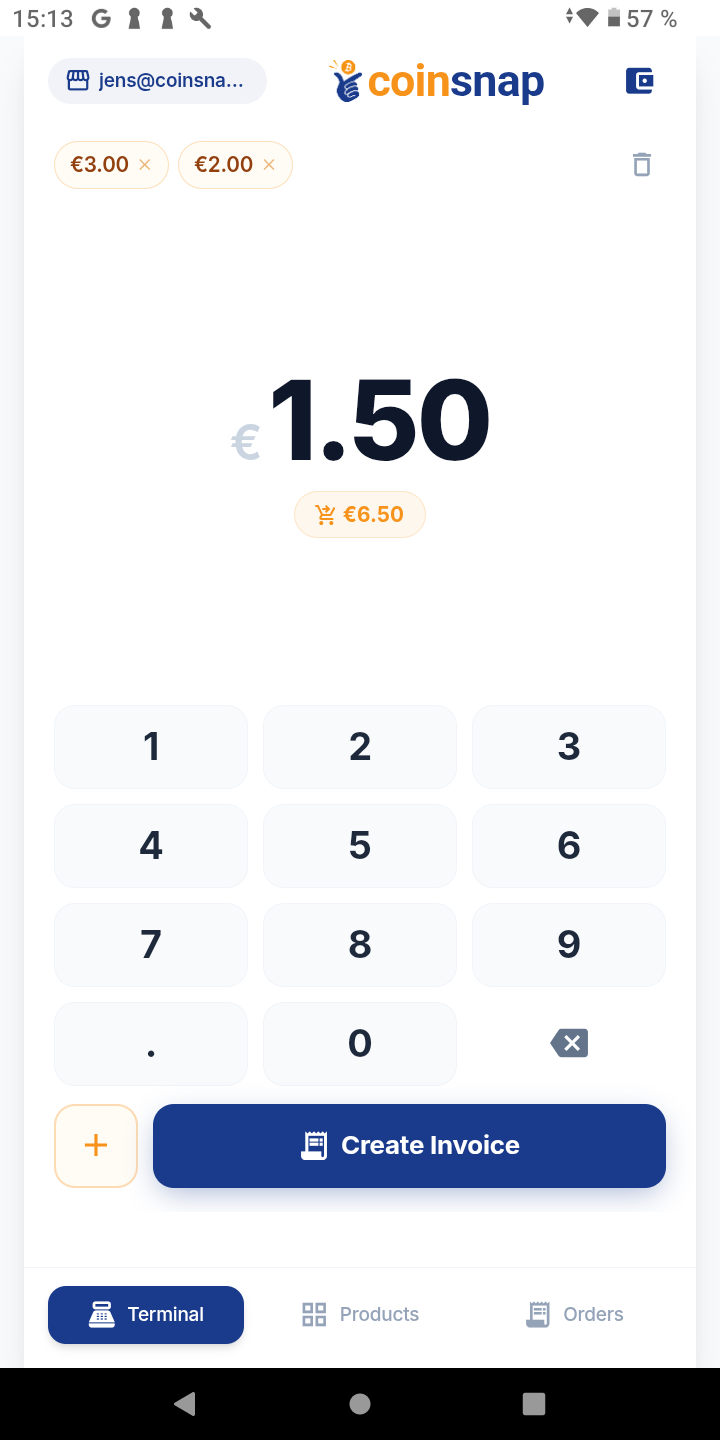 Creating an invoice in the PoS terminal